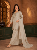 Light Olive Sage Pali Silk Sharara Suit Set
