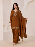 Chocolate Brown Pali Silk Sharara Suit Set