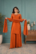 Rust Orange Gaji Silk Palazzo Suit Set