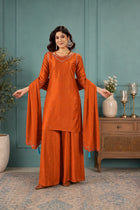 Rust Orange Gaji Silk Palazzo Suit Set