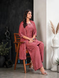 Dusty Rose Gaji Silk Palazzo Suit Set