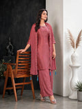 Dusty Rose Gaji Silk Palazzo Suit Set
