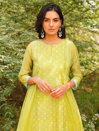 Women Yellow Cotton Kurta Set